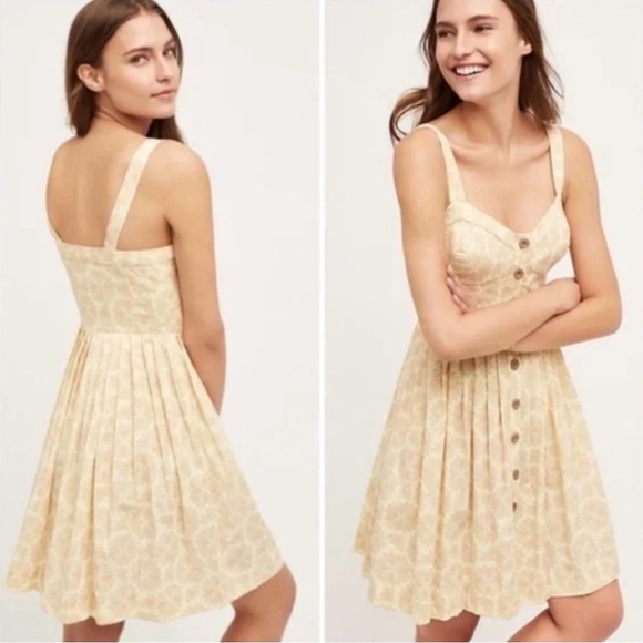 Maeve Dresses & Skirts - Maeve Cream Midi Dress with Button Detail